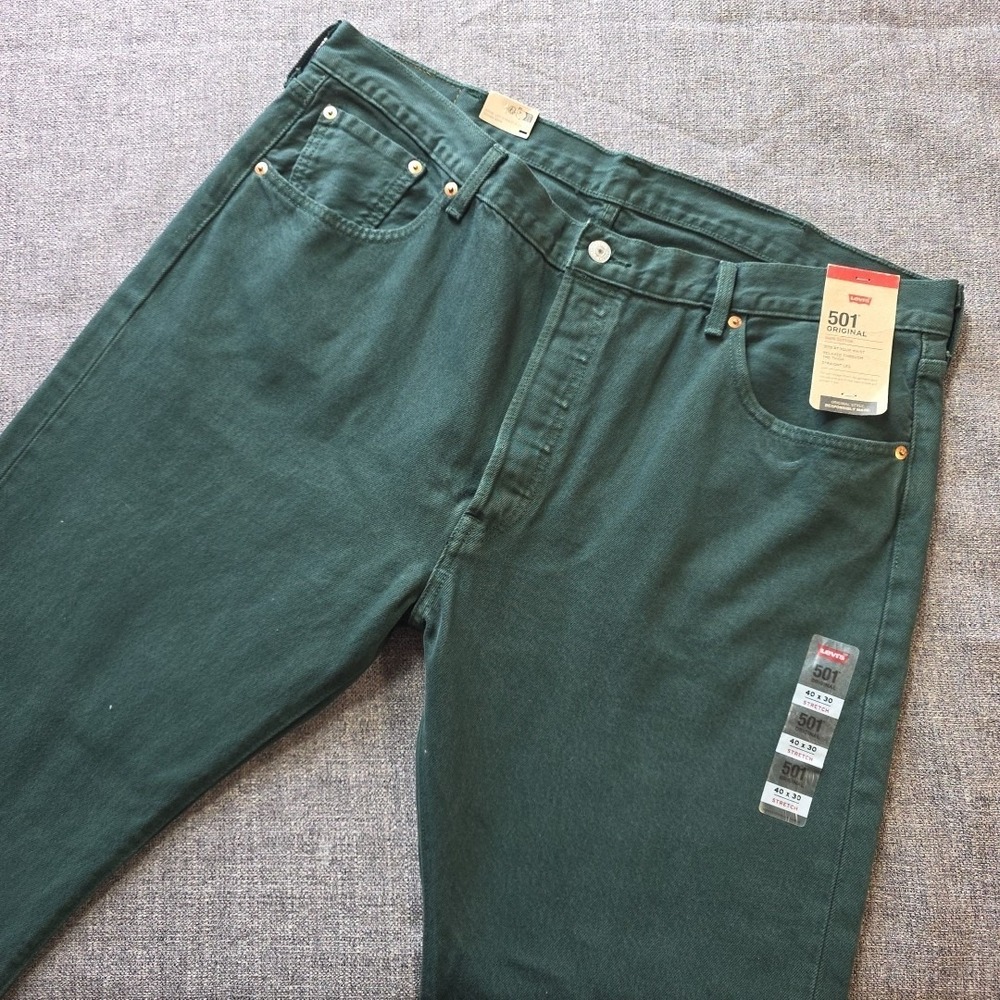 Levis 501 Original‎ Fit Jeans Green 40x30 Straight Leg Button Fly Mens NWT